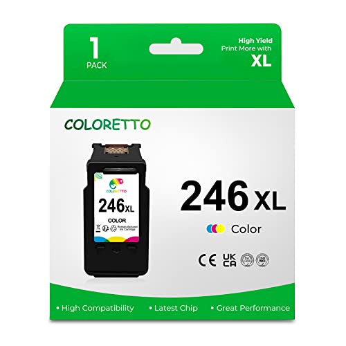 COLORETTO Cl-246XL Remanufactured Ink Cartridge for Canon Printers