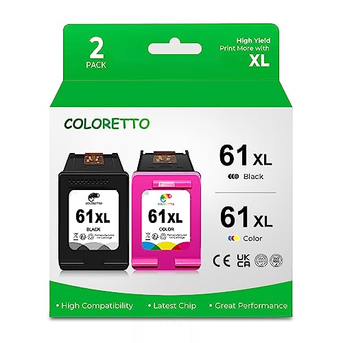COLORETTO Remanufactured Printer Ink Cartridge Replacement for HP 61XL