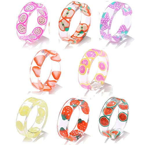 Colorful Acrylic Resin Chunky Rings for Women