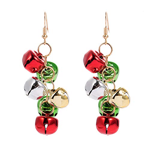 Colorful Christmas Jingle Bell Earrings for Women