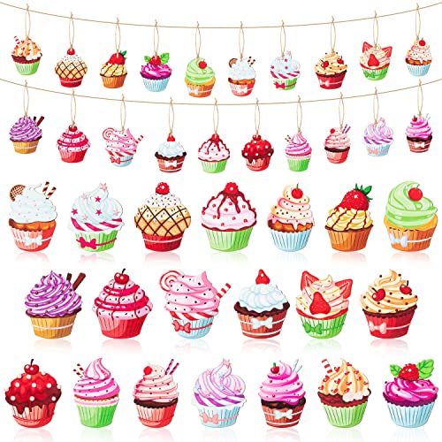 Colorful Cupcake Wooden Hanging Decorations