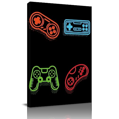 Colorful Gamepad Video Game Canvas Wall Art