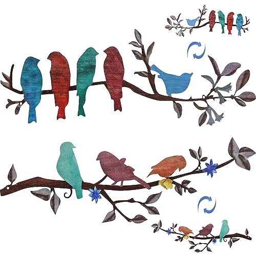 Colorful Metal Birds Wall Art Decor