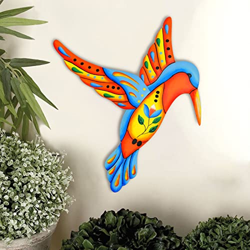 Colorful Metal Hummingbird Outdoor Wall Art Decor