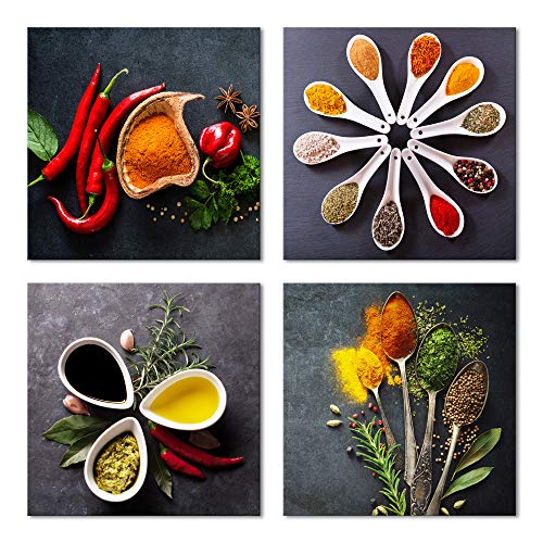 Colorful Spices and Spoon Vintage Canvas Prints