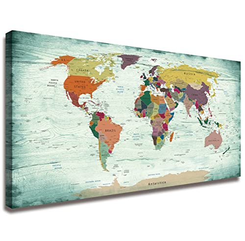 Colorful World Map Wall Art