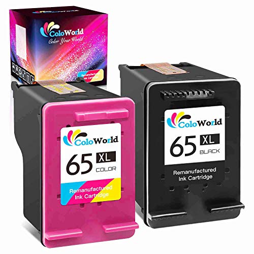 ColoWorld Remanufactured HP 65XL Ink Cartridges Combo Pack