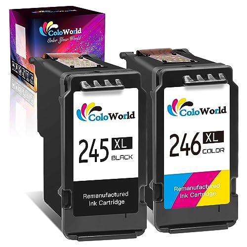 ColoWorld Remanufactured Ink Cartridge Replacement for Canon PG-245XL CL-246XL PG-243 CL-244 for Pixma MX492 MX490 TR4520 MG2522 MG2922 MG2520 MG2920 MG3022 iP2820 TS202 Printer (1 Black 1 Color)