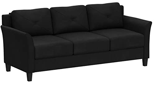 Comfortable Black Sofa with Tufted Design