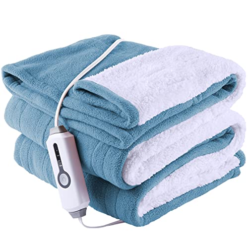 Comfortable Heated Throw Blanket with Customizable Heating, Blue - 50"x60"