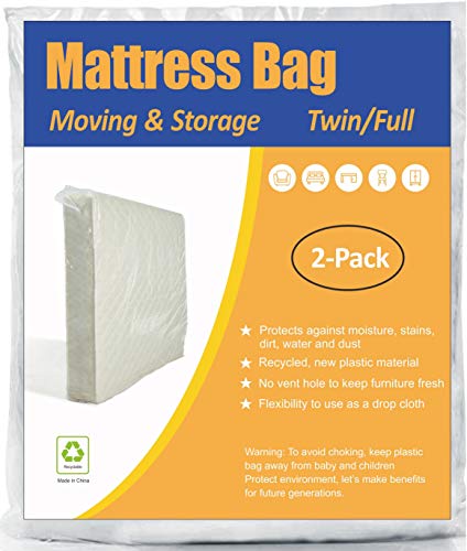 ComfortHome Mattress Bag, Twin and Full Size, 2 Pack Clear