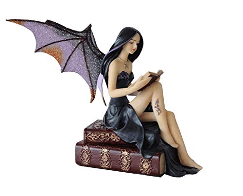 Comfy Hour Fairyland Collection 9” Reading Book Dark Fairy Witch Figurine, Home Decoration and Collectibles, Polyresin