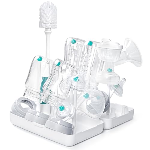 Compact Baby Bottle Drying Rack with Brush