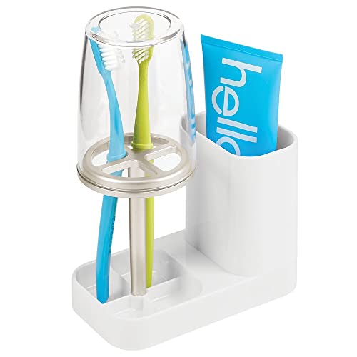 Compact Bathroom Toothbrush & Toothpaste Holder with Rinsing Cup