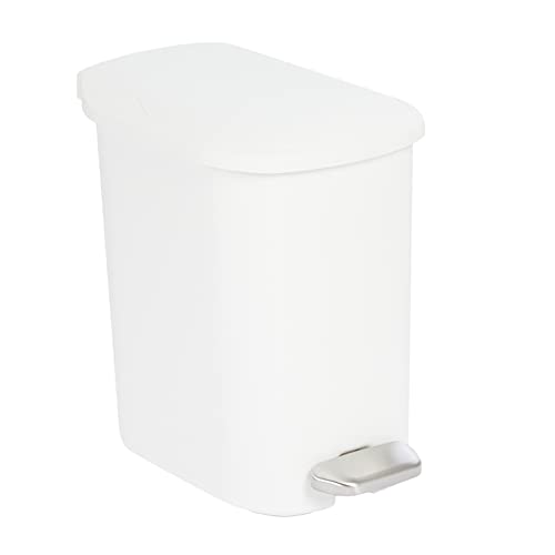 Compact Bathroom Trash Can with Steel Pedal Step