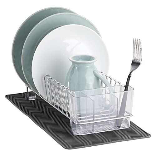 Compact Dish Drying Rack with Drying Mat - Set of 2