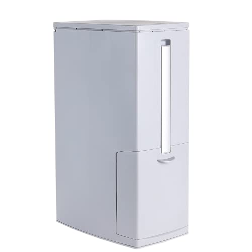 Compact Grey Trash Can with Press Top Lid