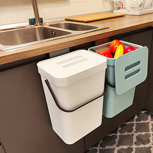 Kitchen Trash Can Wall Mounted Hanging Trash Bin With Lid Garbage Can for  Cabinet Under Sink Waste Garbage Compost Bin 8.5/12L - Shop Greener Gears