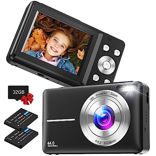 Compact Kids Camera for Photography, 32GB Card, 1080P 44MP