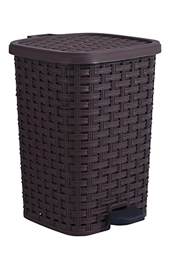Compact Rattan Style Trash Can