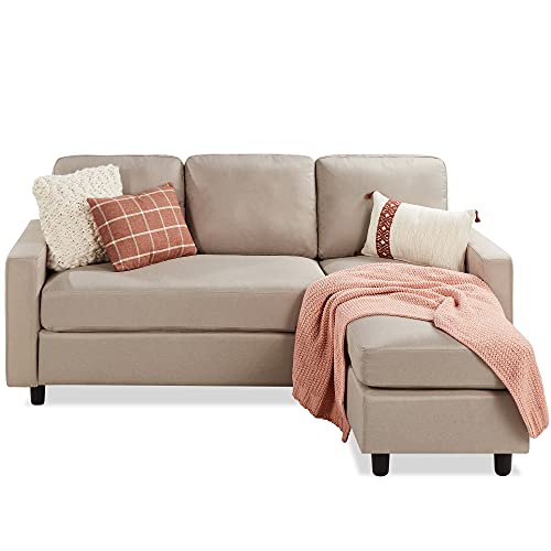 Compact Sectional Sofa with Chaise Lounge - Beige