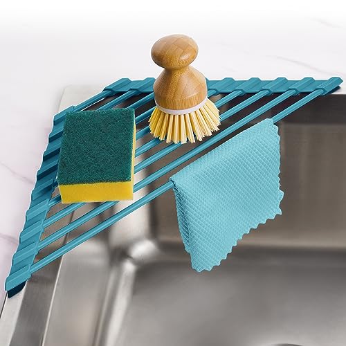Compact Silicone-Coated Triangle Dish Drying Rack