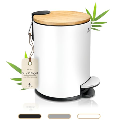 Compact Stainless Steel White Garbage Can