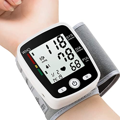 Compact Wrist Blood Pressure Monitor with Voice and Adjustable Cuff