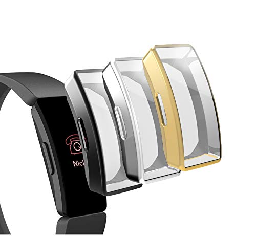 Compatible Fitbit Inspire 2 & Inspire 3 &Inspire/ Inspire HR Ultra-Thin Cases Cover w/TPU Screen Protector, Anti-Resistant All-Around Protective Case for Fitbit Inspire 2/3 Tracker(Black+Silver+Gold)