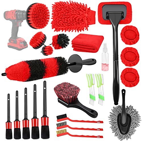Comprehensive 25Pcs Car Detailing Brush Set for Cleaning Interior and Exterior