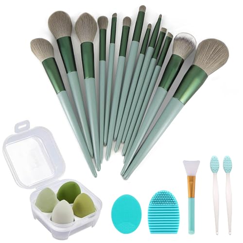Comprehensive Makeup Brush Set (Green, 22 Piece Set)