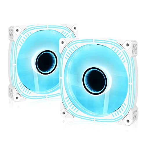Conisy Silent Series 120mm Case Fan for Computer Case, LED PC Case Fan with 4pin Molex & 3pin Motherboard Connector - Blue (2 Pack)