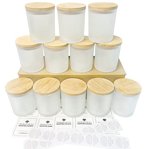 CONNOO 12Pack 10 oz Frosted Glass Candle Jars