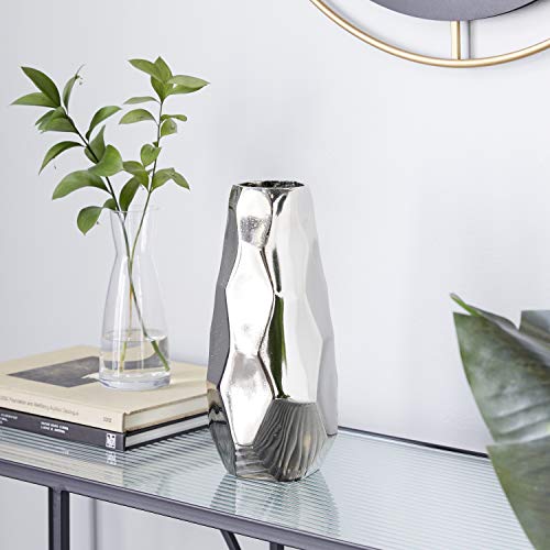 Contemporary Geometric Vase, Silver Finish, Small Size