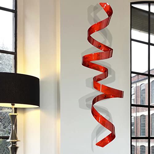 Contemporary Red Metal Wall Sculpture - Cardinal Twist