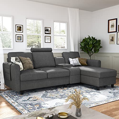 Convertible Sectional Couch with Cup Holders