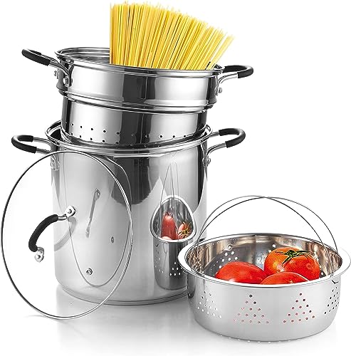 Cook N Home Stainless Steel Pasta Cooker Steamer Multipots