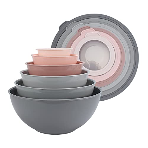 COOK WITH COLOR Mixing Bowls - 12 Piece Plastic Nesting Bowls Set