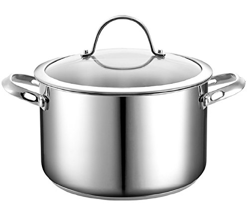 Cooks Standard Dutch Oven Casserole with Glass Lid, 6-Quart Classic Stainless Steel Stockpot, Silver