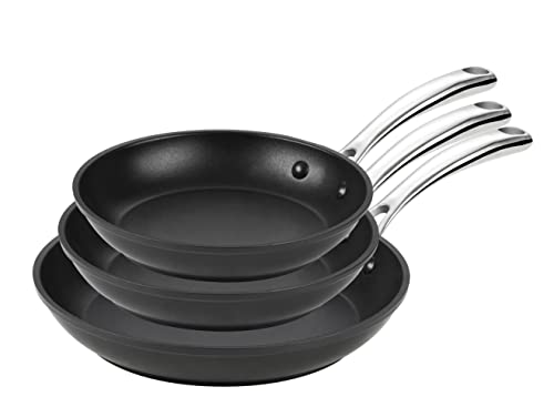 Cooks Standard Frying Omelet Pan Set, 3-Piece Classic Hard Anodized Nonstick 8-Inch/10.5-Inch/12-Inch Saute Skillet Egg Pan, Black