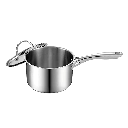 Cooks Standard Stainless Steel SaucePan 2-QT with Glass Lid