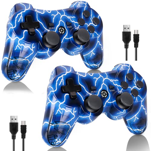 Cool Blue PS3 Controller - Upgraded Joystick, Wireless Game Control