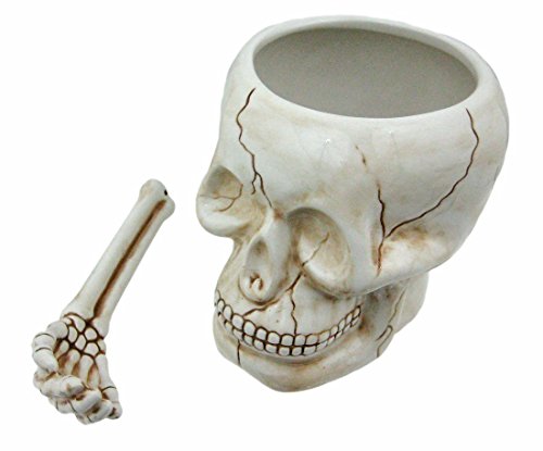 Cool Ceramic Skull Bowl with Bone Spoon