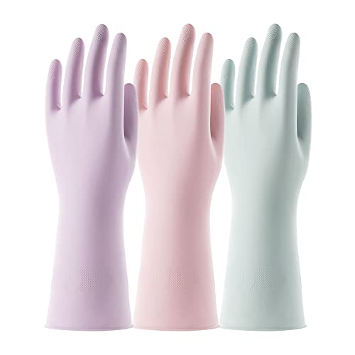 COOLJOB Reusable Rubber Gloves for Dishwashing Cleaning