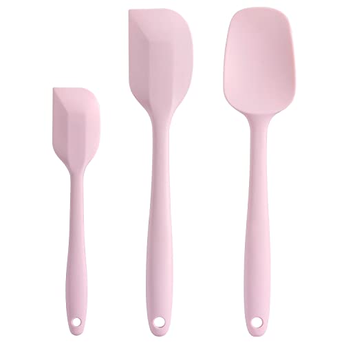 Cooptop Silicone Spatula Set - Heat Resistant Baking Spoons (Pink)