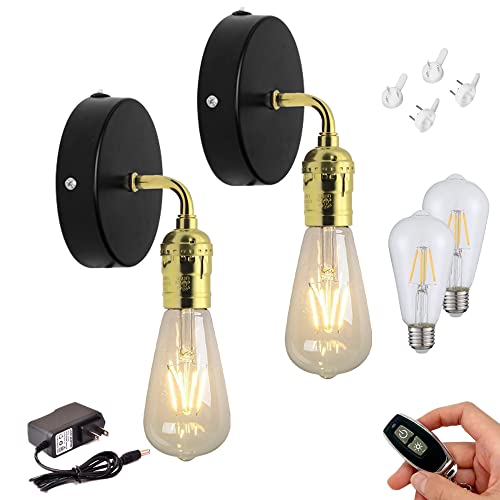 Cordless Industrial Wall Sconce Lights with Remote - SKIVTGLAMP