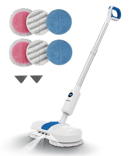 Cordless Spin Mop with Water Sprayer and LED Headlight