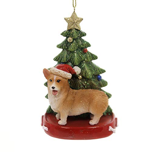 Corgi Santa Hat Christmas Tree Ornament