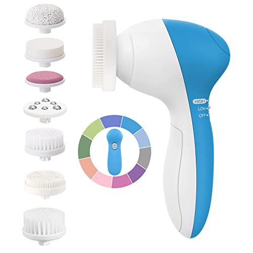 COSLUS Facial Cleansing Brush: 7in1 JBK-D Electric Exfoliating Spin Cleanser