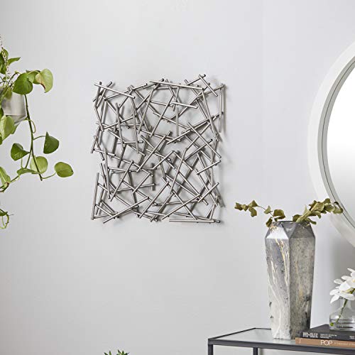CosmoLiving by Cosmopolitan Metal Geometric Overlapping Lines Wall Decor, 20" x 2" x 20", Silver